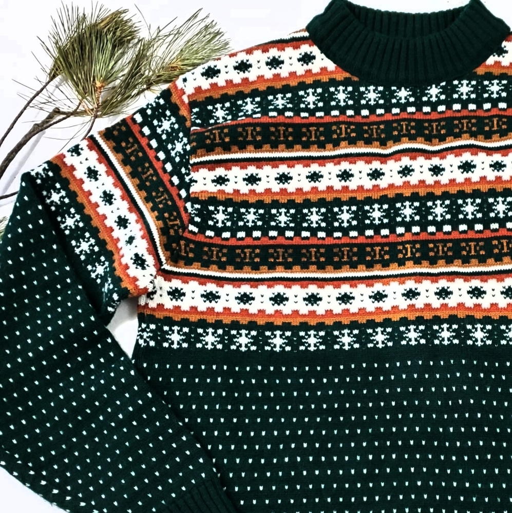Randolph Hall Mock Neck Ski Sweater Size L Vintage